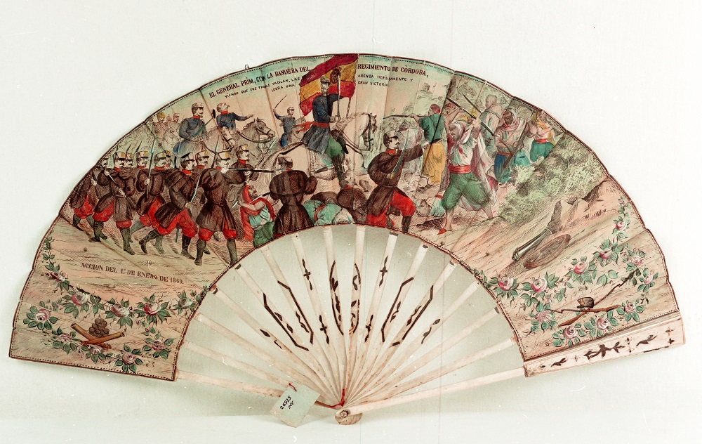 Fan belonging to Emilia Pardo Bazán with a scene from the Battle of Castillejos, 1860